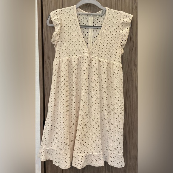 Elle Womens Lilac Beige ZIP Back Short Sleeve V Neck Shorts Jumper Size XS - Picture 1 of 10